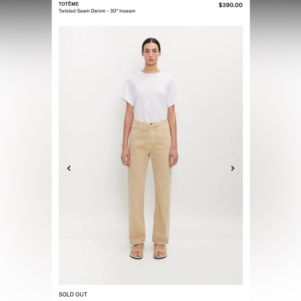 TOTEME Beige Twisted Seam Denim Jeans Pants Cream Straight Leg Boyfriend $390 27